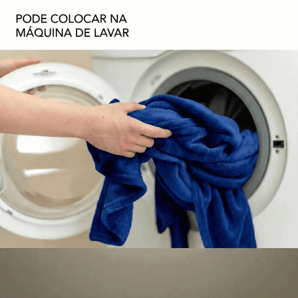 Cobertor Casal Microfibra Conforto Azul
