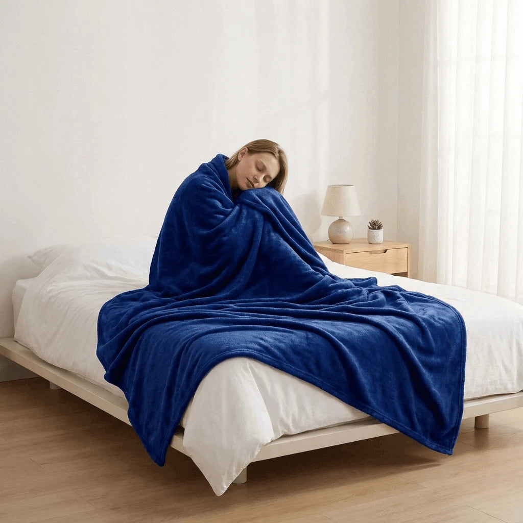 Cobertor Casal Microfibra Conforto Azul