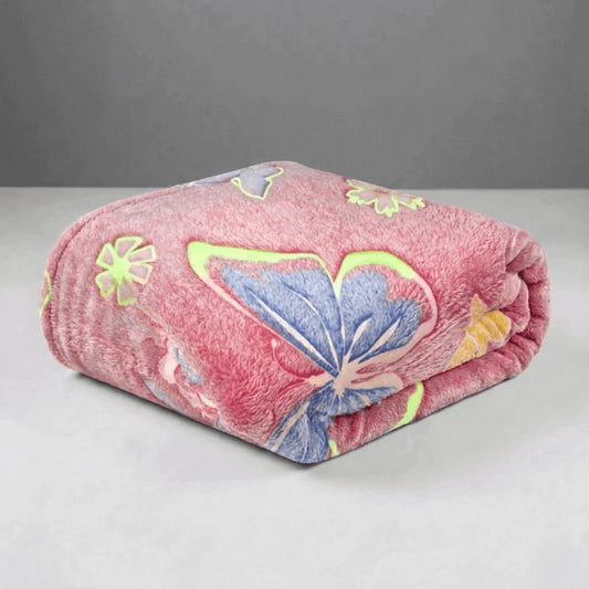 Cobertor Casal Microfibra Neon Borboletas