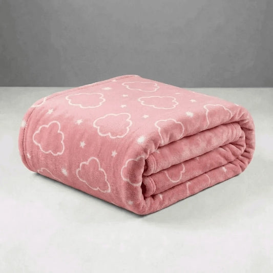 Cobertor Casal Microfibra Neon Nuvens