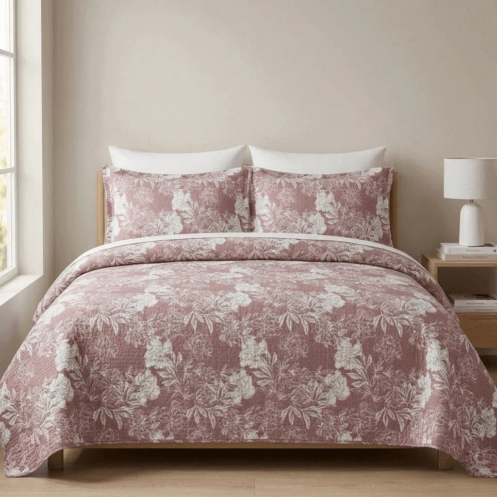 Kit Completo Colcha Linha Habitat Floral Rose