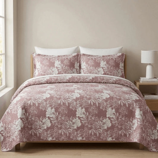 Kit Completo Colcha Linha Habitat Floral Rose