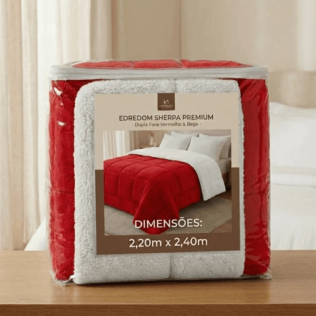 Edredom Para Casal Sherpa Vermelho
