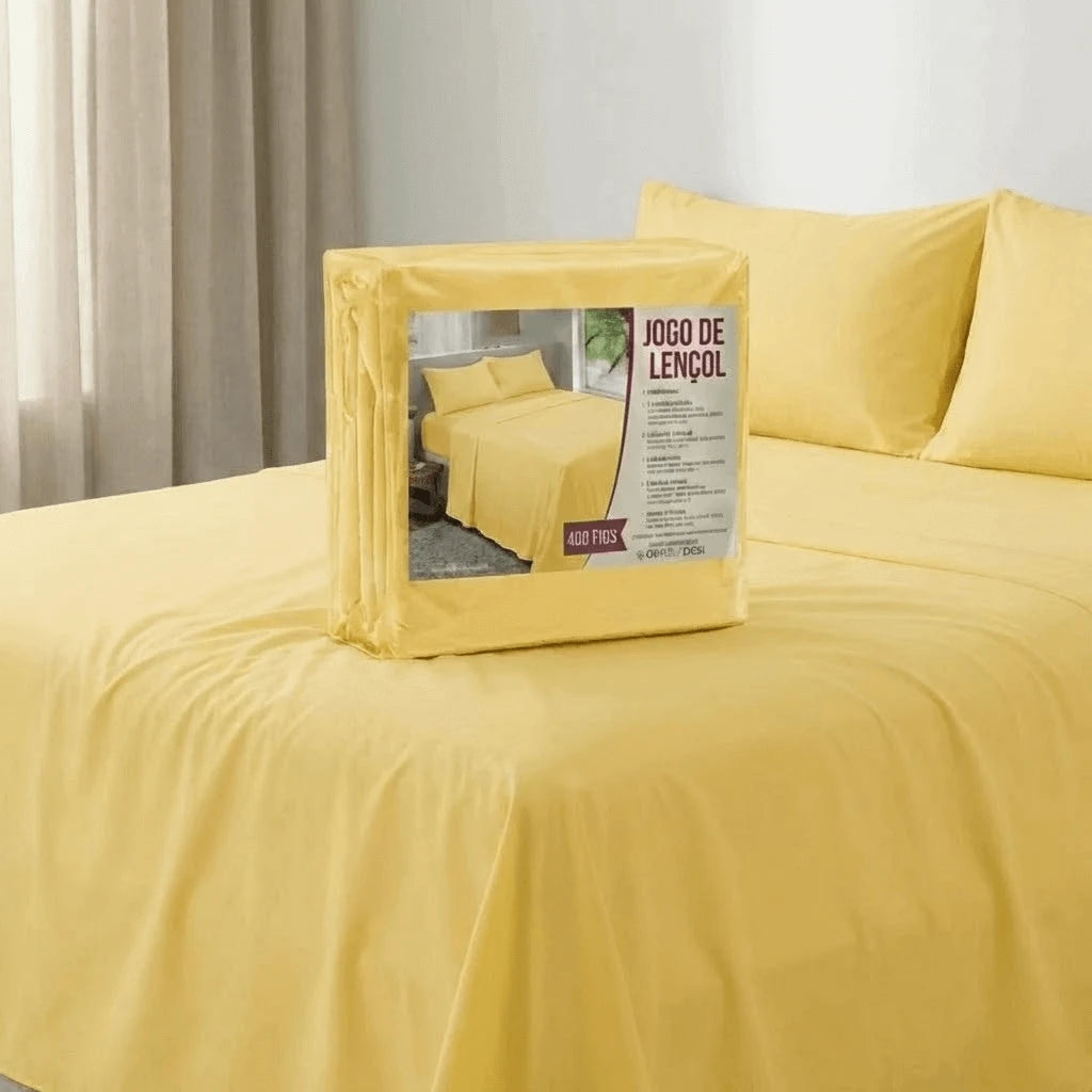 Jogo de Cama Casal 3 Peças Amarelo