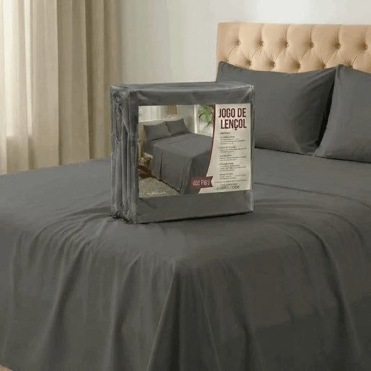 Jogo de Cama Casal 3 Peças Cinza