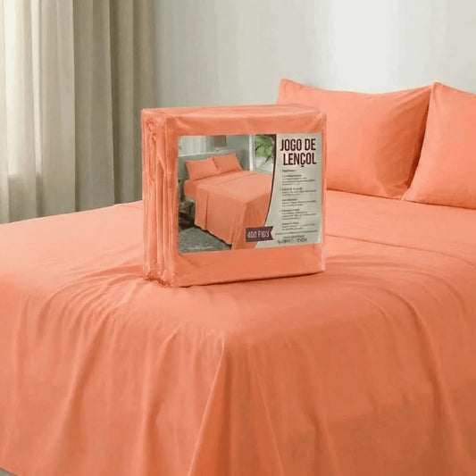 Jogo de Cama Casal 3 Peças Salmão